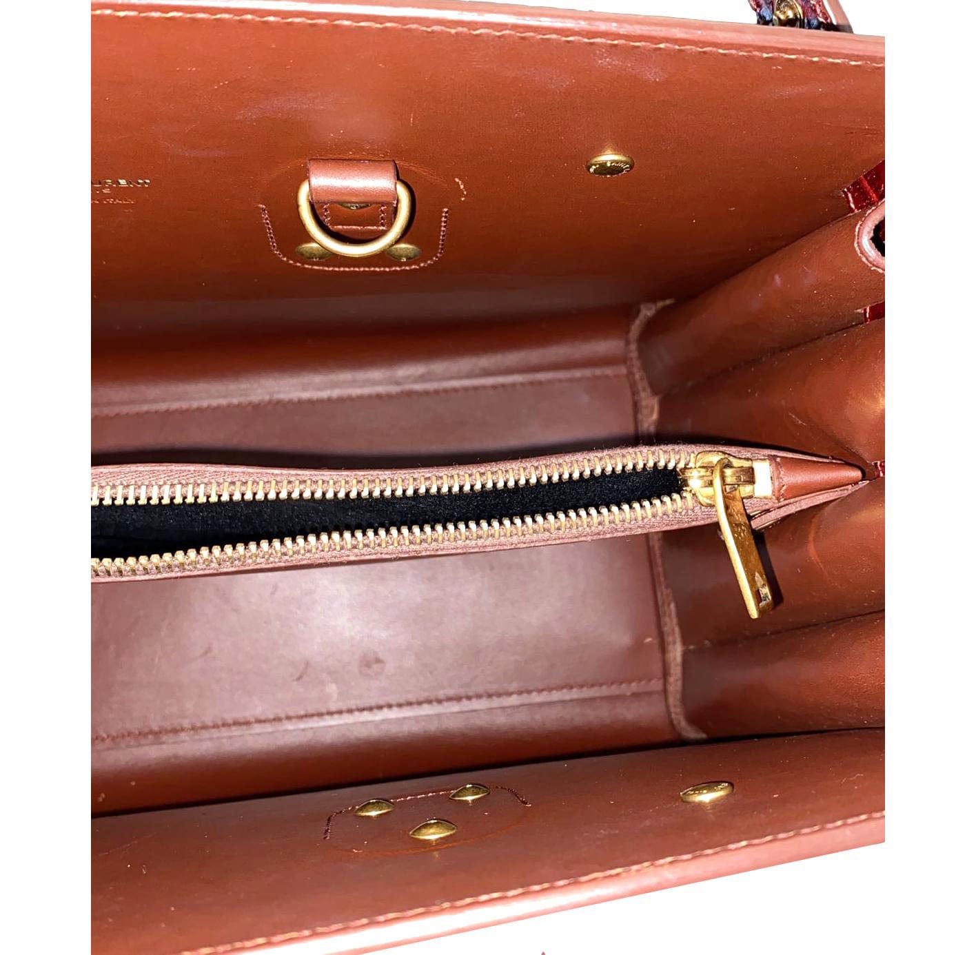 YVES SAINT LAURENT Sac de Jour Embossed Leather Satchel Bag Chocolate Brown