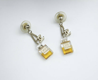 Chanel Vintage 08A Acrylic Perfume Bottle Stud Earrings