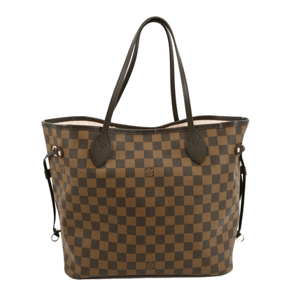 LOUIS VUITTON Neverfull MM Damier Ebene Tote Bag Rose Ballerine