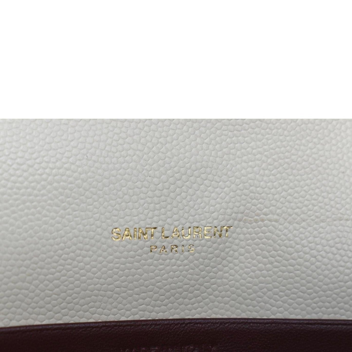 YVES SAINT LAURENT Cassandra Grain De Poudre Embossed Flap Crossbody Bag White