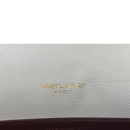 YVES SAINT LAURENT Cassandra Grain De Poudre Embossed Flap Crossbody Bag White