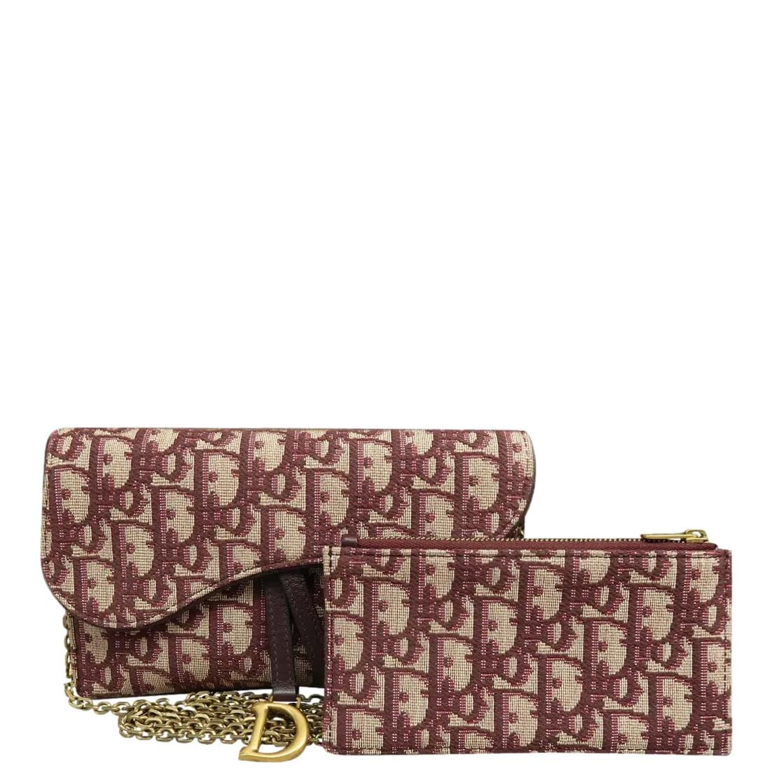 CHRISTIAN DIOR Saddle Oblique Crossbody Bag Burgundy