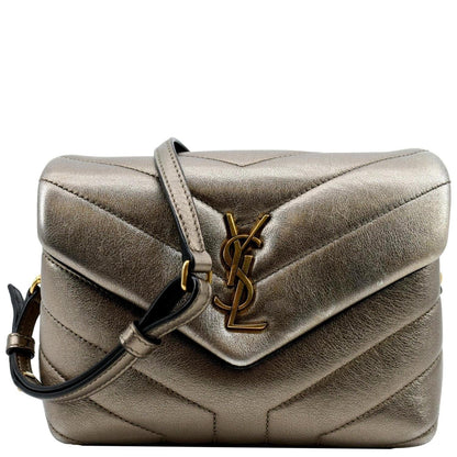 YVES SAINT LAURENT Loulou Toy Matelasse Leather Crossbody Bag Metallic Gold