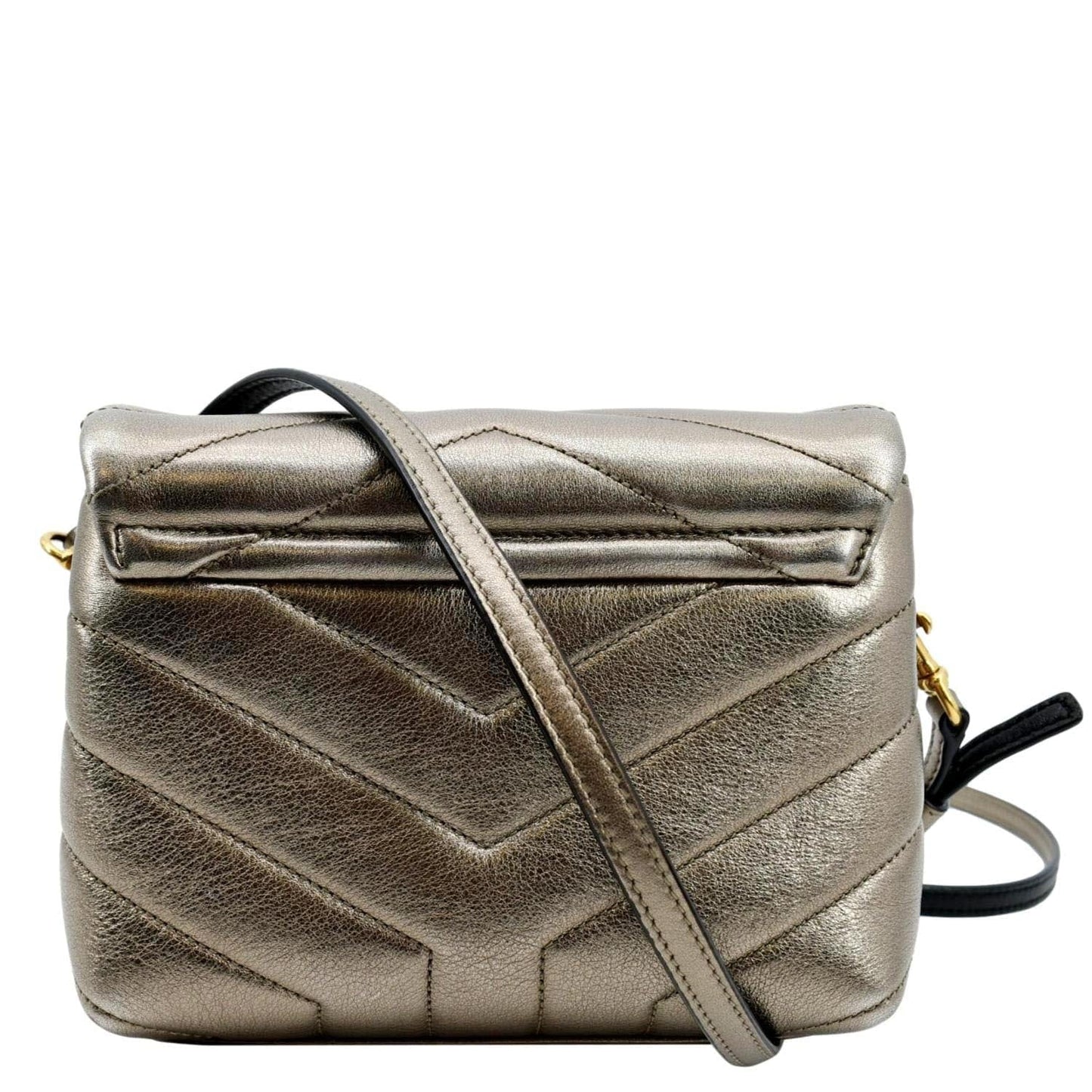 YVES SAINT LAURENT Loulou Toy Matelasse Leather Crossbody Bag Metallic Gold