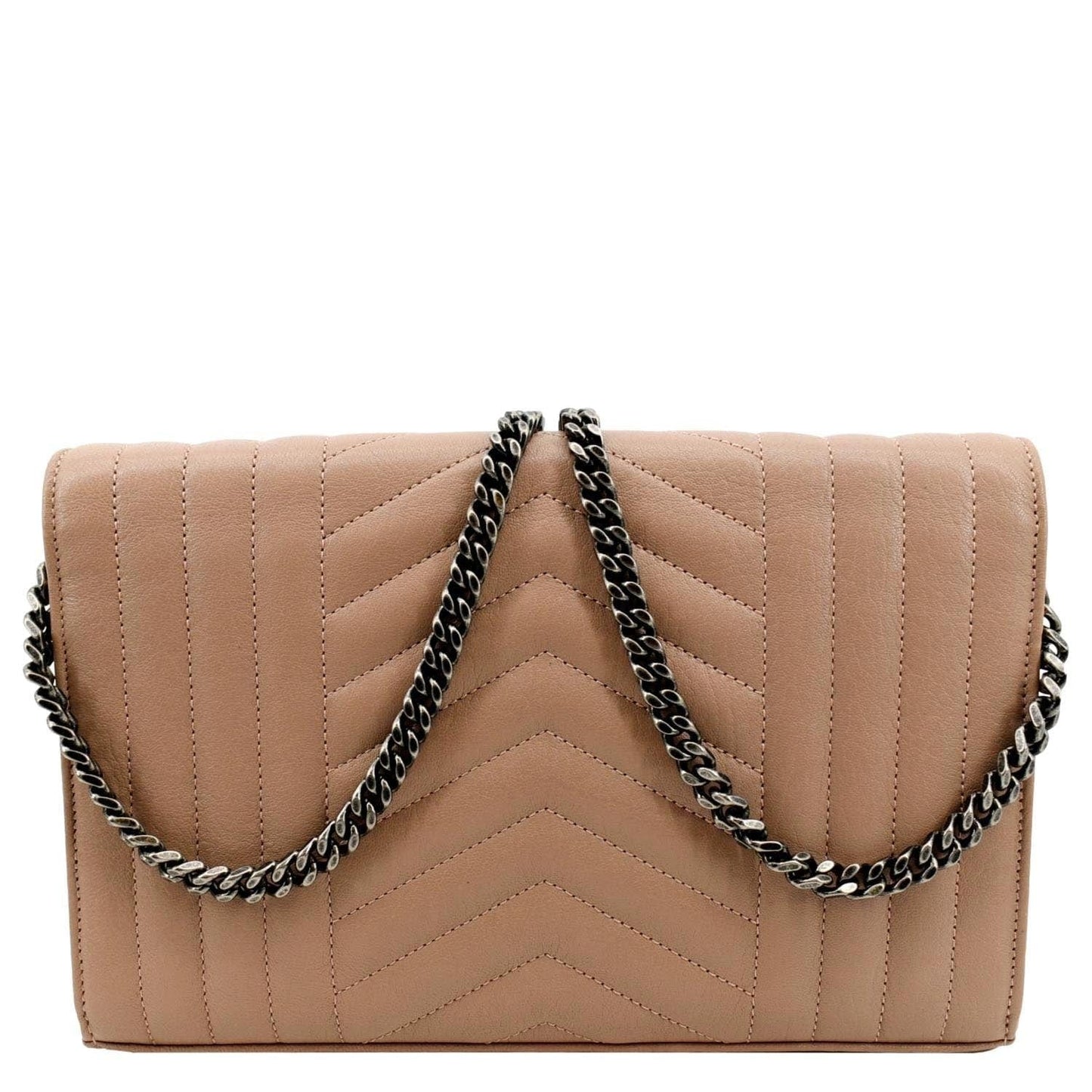 YVES SAINT LAURENT WOC Mixed Matelasse Leather Wallet Dark Beige