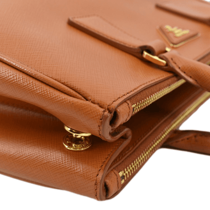 PRADA Galleria Double-Zip Saffiano Leather Tote Bag Orange
