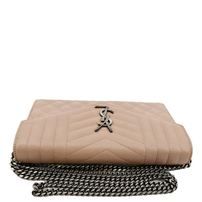 YVES SAINT LAURENT WOC Mixed Matelasse Leather Wallet Dark Beige