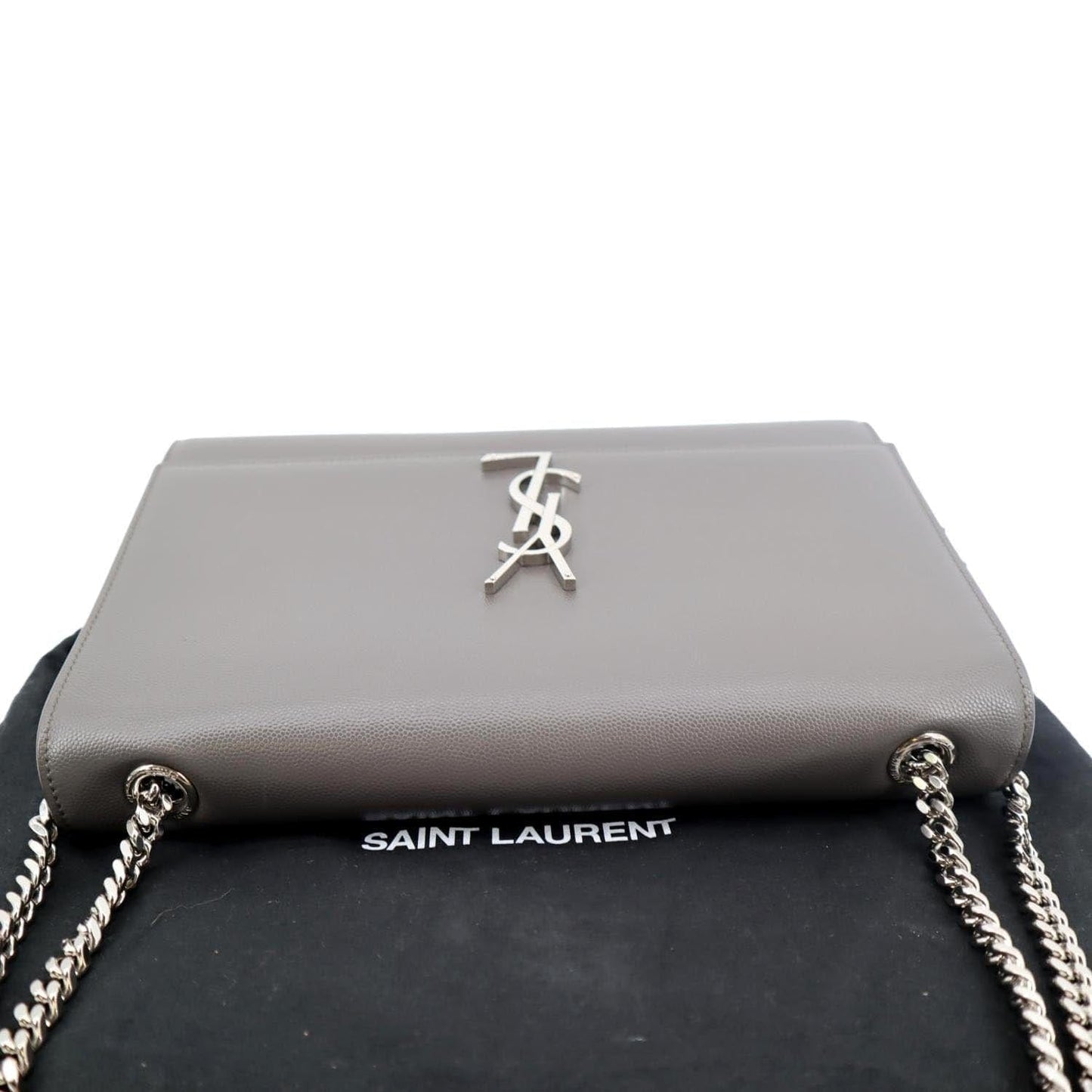 YVES SAINT LAURENT Kate Leather Shoulder Bag Gray