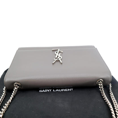 YVES SAINT LAURENT Kate Leather Shoulder Bag Gray