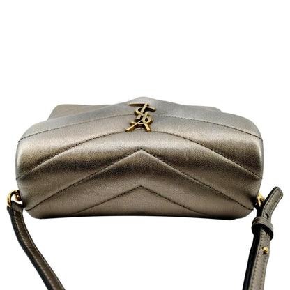 YVES SAINT LAURENT Loulou Toy Matelasse Leather Crossbody Bag Metallic Gold