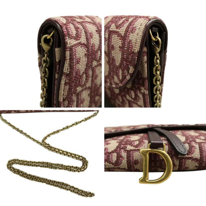 CHRISTIAN DIOR Saddle Oblique Crossbody Bag Burgundy