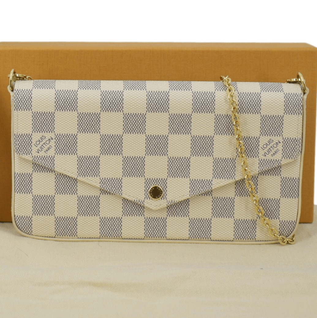 LOUIS VUITTON Felicie Pochette Damier Azur Crossbody Bag White