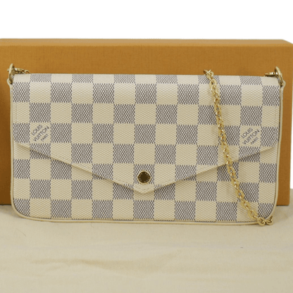 LOUIS VUITTON Felicie Pochette Damier Azur Crossbody Bag White