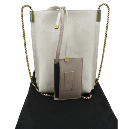 YVES SAINT LAURENT Suzanne Chain Leather Shoulder Bag White