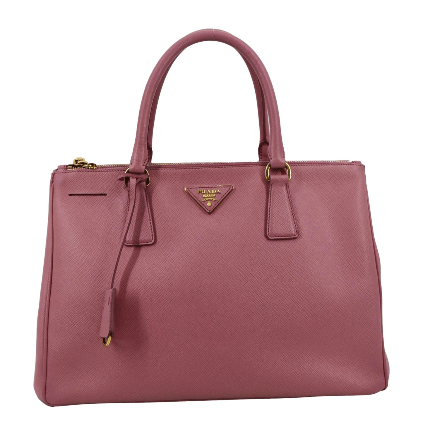PRADA Galleria Double-Zip Medium Saffiano Leather Tote Bag Pink