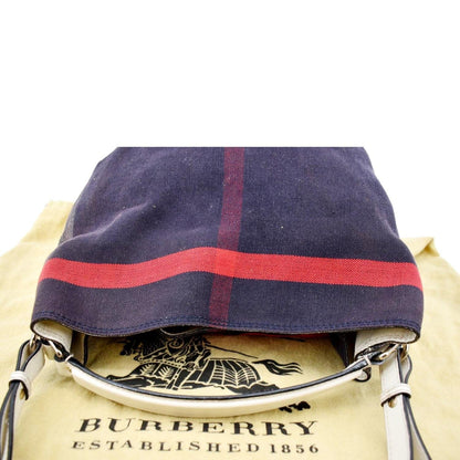 BURBERRY Susanna Mega Check Bucket Shoulder Bag Navy Blue