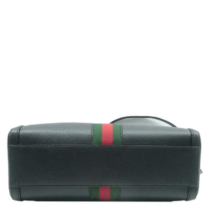 GUCCI Ophidia GG Web Leather Top Handle Shoulder Bag Black 524532