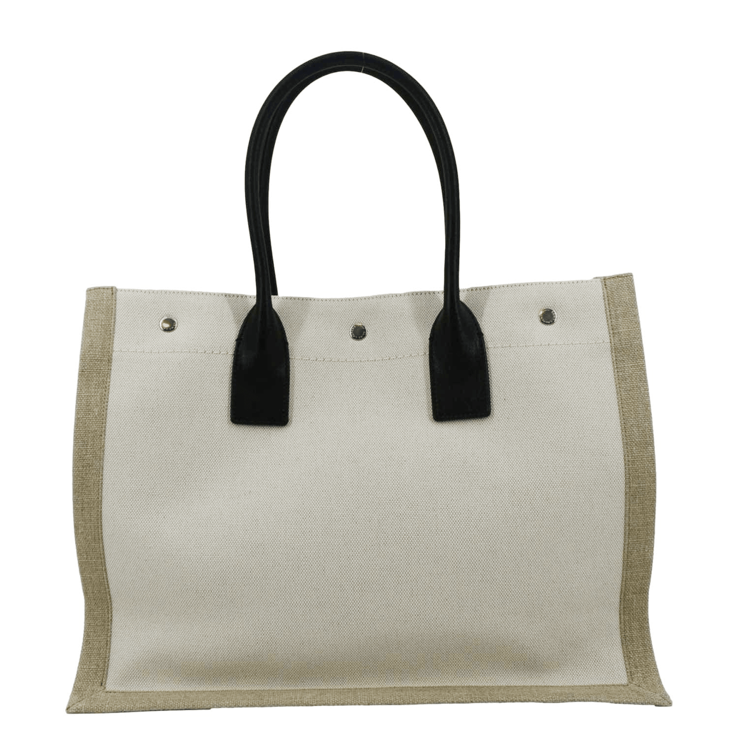 YVES SAINT LAURENT Rive Gauche Small Linen Leather Tote Griege
