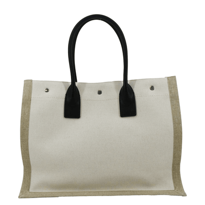 YVES SAINT LAURENT Rive Gauche Small Linen Leather Tote Griege