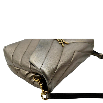 YVES SAINT LAURENT Loulou Toy Matelasse Leather Crossbody Bag Metallic Gold