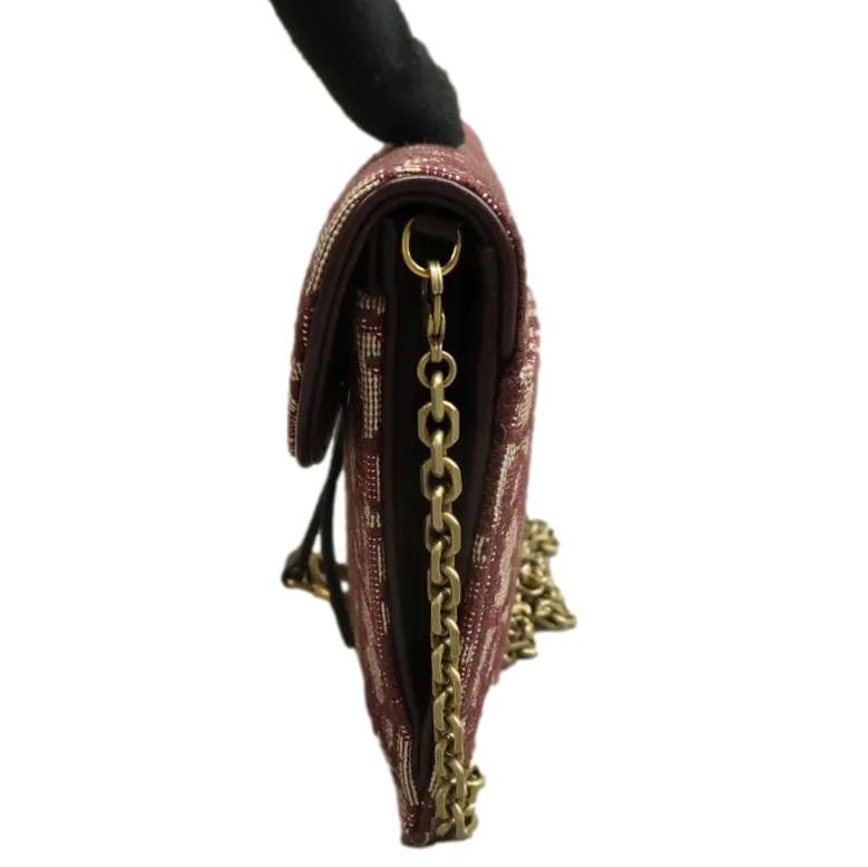 CHRISTIAN DIOR Saddle Oblique Crossbody Bag Burgundy