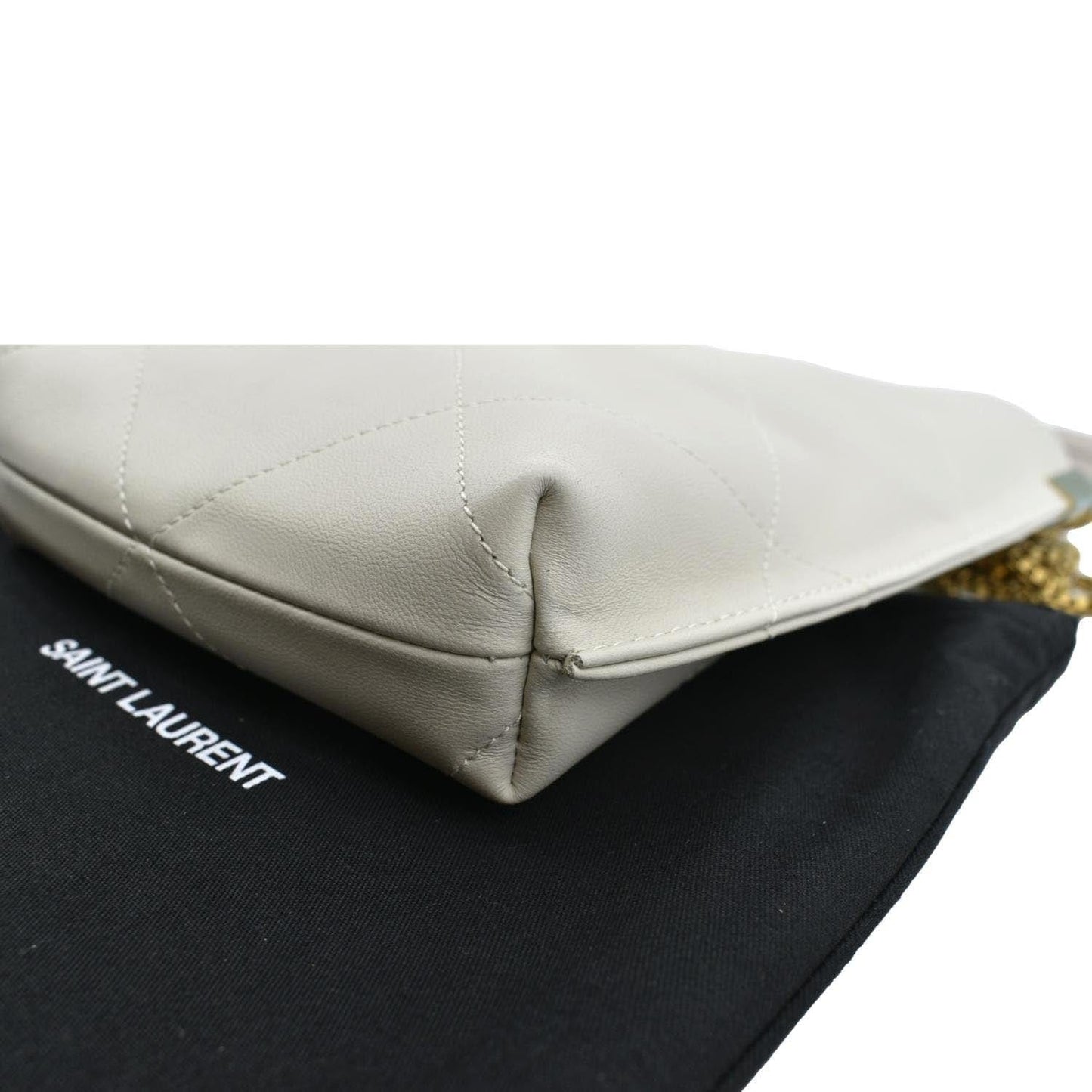 YVES SAINT LAURENT Suzanne Chain Leather Shoulder Bag White