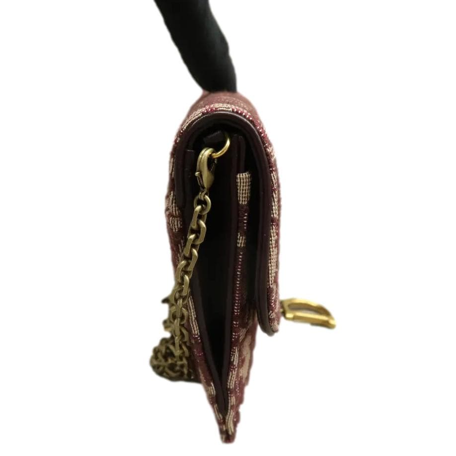 CHRISTIAN DIOR Saddle Oblique Crossbody Bag Burgundy