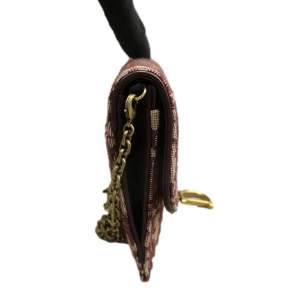 CHRISTIAN DIOR Saddle Oblique Crossbody Bag Burgundy
