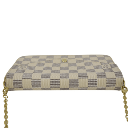 LOUIS VUITTON Felicie Pochette Damier Azur Crossbody Bag White