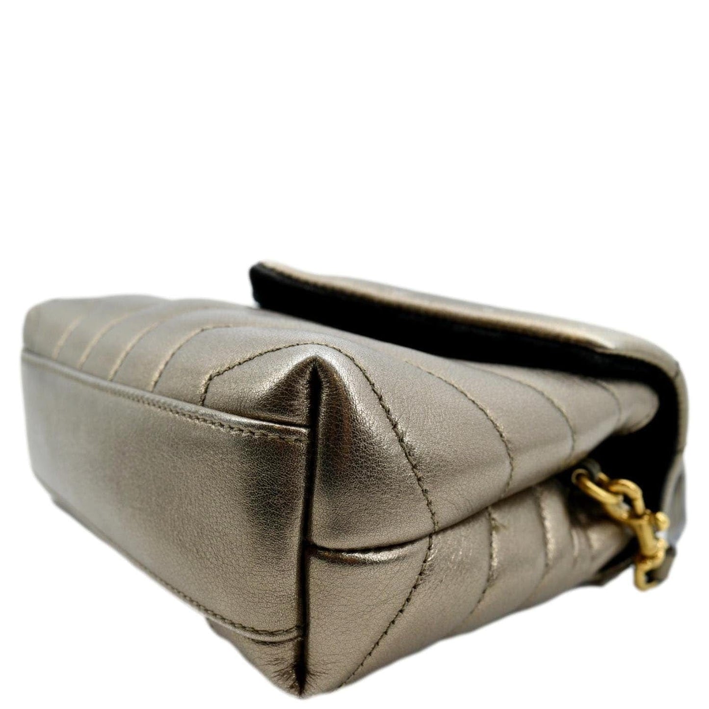 YVES SAINT LAURENT Loulou Toy Matelasse Leather Crossbody Bag Metallic Gold