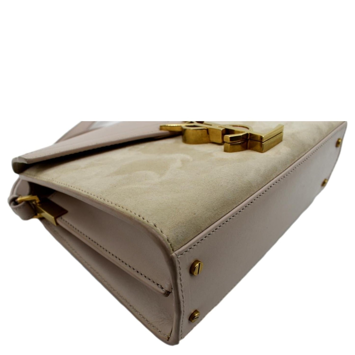 YVES SAINT LAURENT Cassandra Mini Calfskin Leather Shoulder Bag Cream