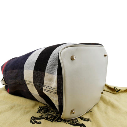 BURBERRY Susanna Mega Check Bucket Shoulder Bag Navy Blue