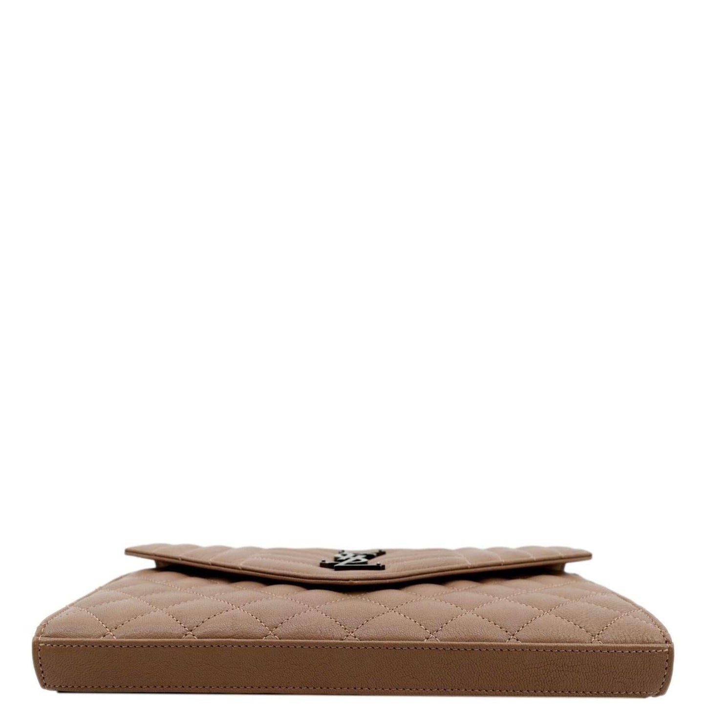 YVES SAINT LAURENT WOC Mixed Matelasse Leather Wallet Dark Beige