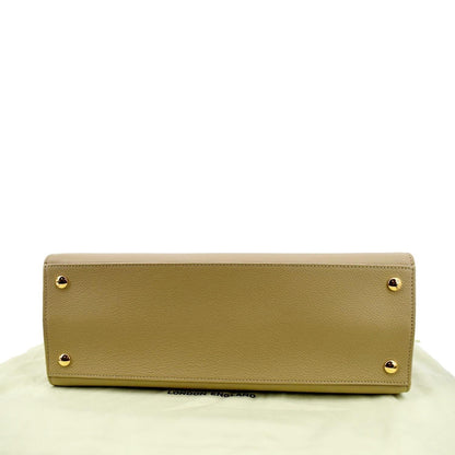 BURBERRY Small Title Leather Tote Bag Beige