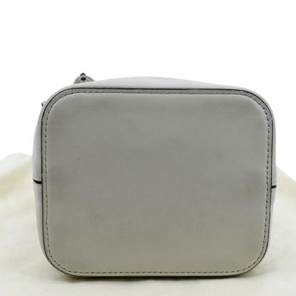 FENDI Mon Tresor Drawstring FF PVC Leather Bucket Bag White