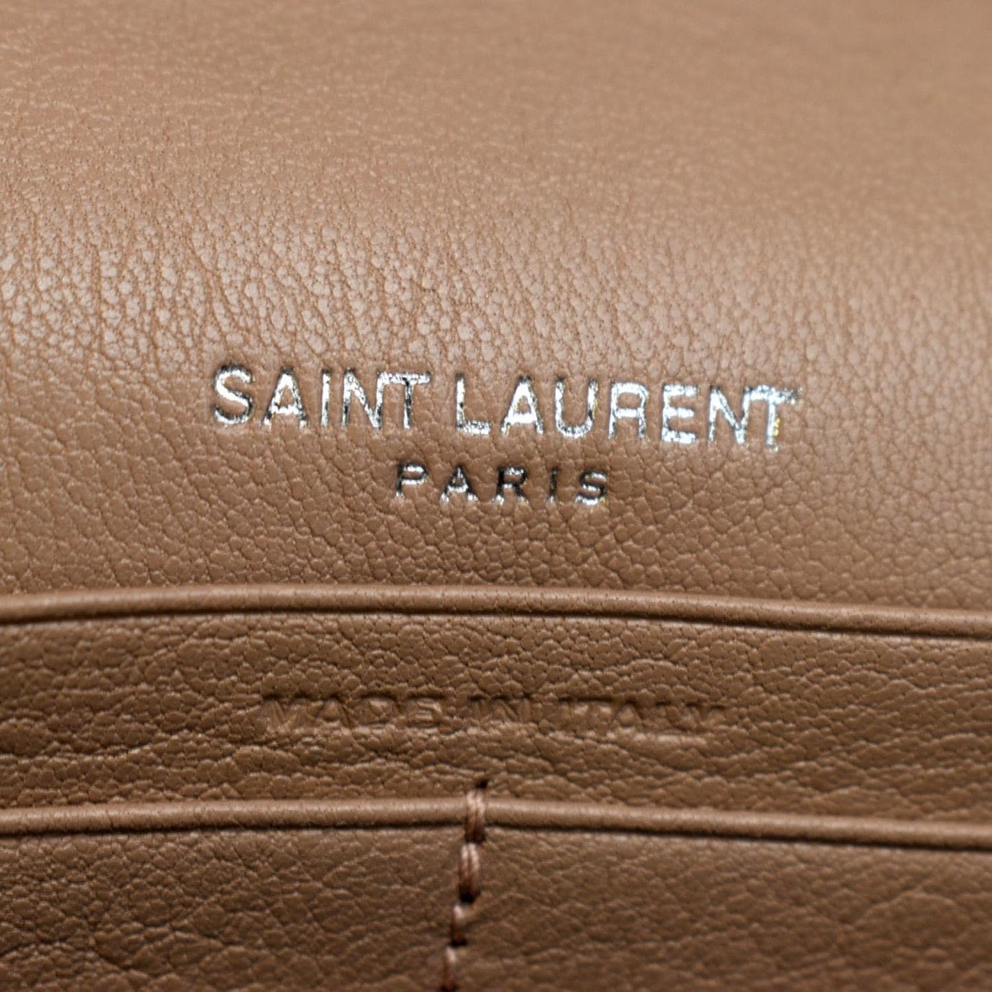 YVES SAINT LAURENT WOC Mixed Matelasse Leather Wallet Dark Beige