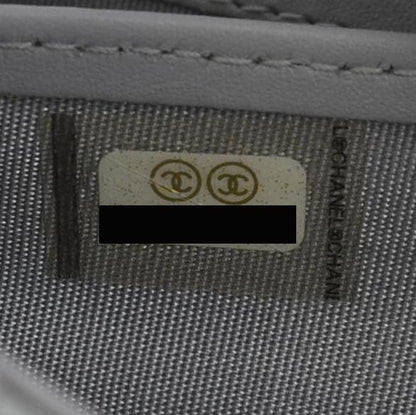CHANEL Long Flap Quilted Chevron Caviar Wallet Light Grey