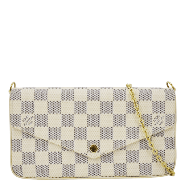 LOUIS VUITTON Felicie Pochette Damier Azur Crossbody Bag White