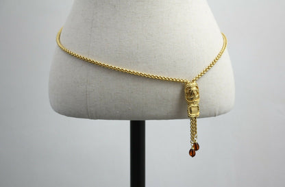 Chanel Vintage 1996 Gripoix Red Bead Gold-plated Long Necklace/Stacked Necklace/Waist Chain