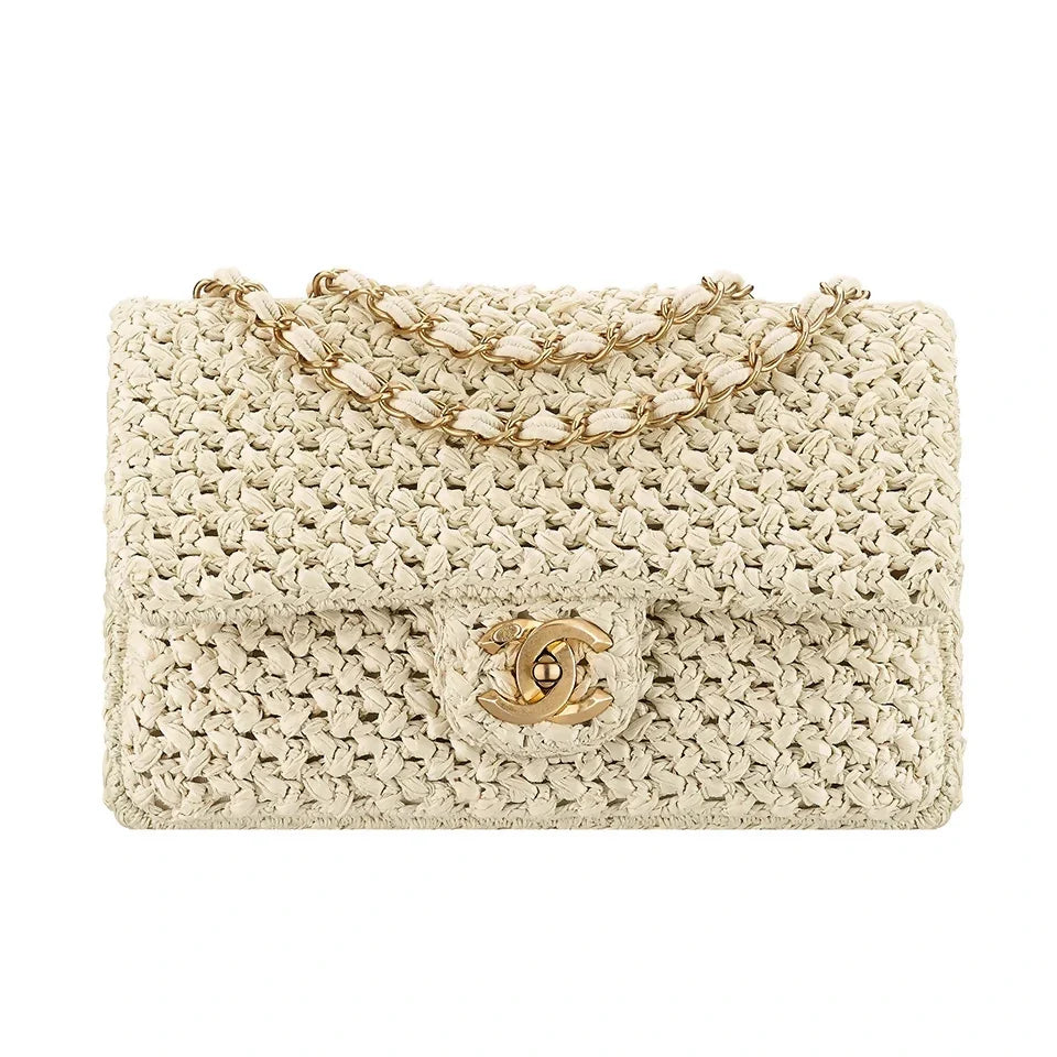 Chanel Cruise 2018 Raffia Crochet Medium Flap Bag