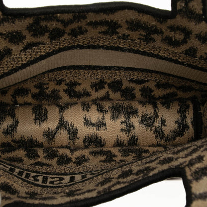 Dior Book Tote Mini Leopard Canvas Handbag