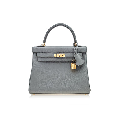 Hermes Kelly 25 Retourne Veau Togo 63 Vert Amande Gold Hardware