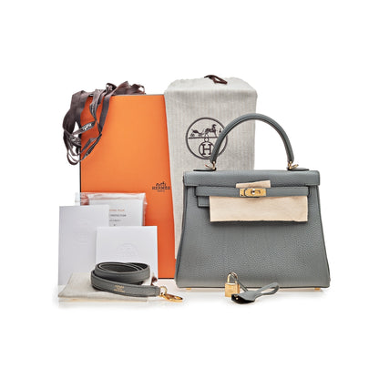 Hermes Kelly 25 Retourne Veau Togo 63 Vert Amande Gold Hardware