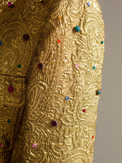 Museum Chanel Vintage F/W 1996 Gold Brocade Mughal Jeweled Gripoix 96A Jacket