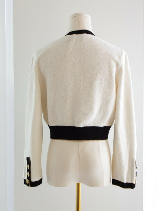 Chanel Cruise 2019 La Pausa White Black Gold Terry 19C Cardigan Jacket