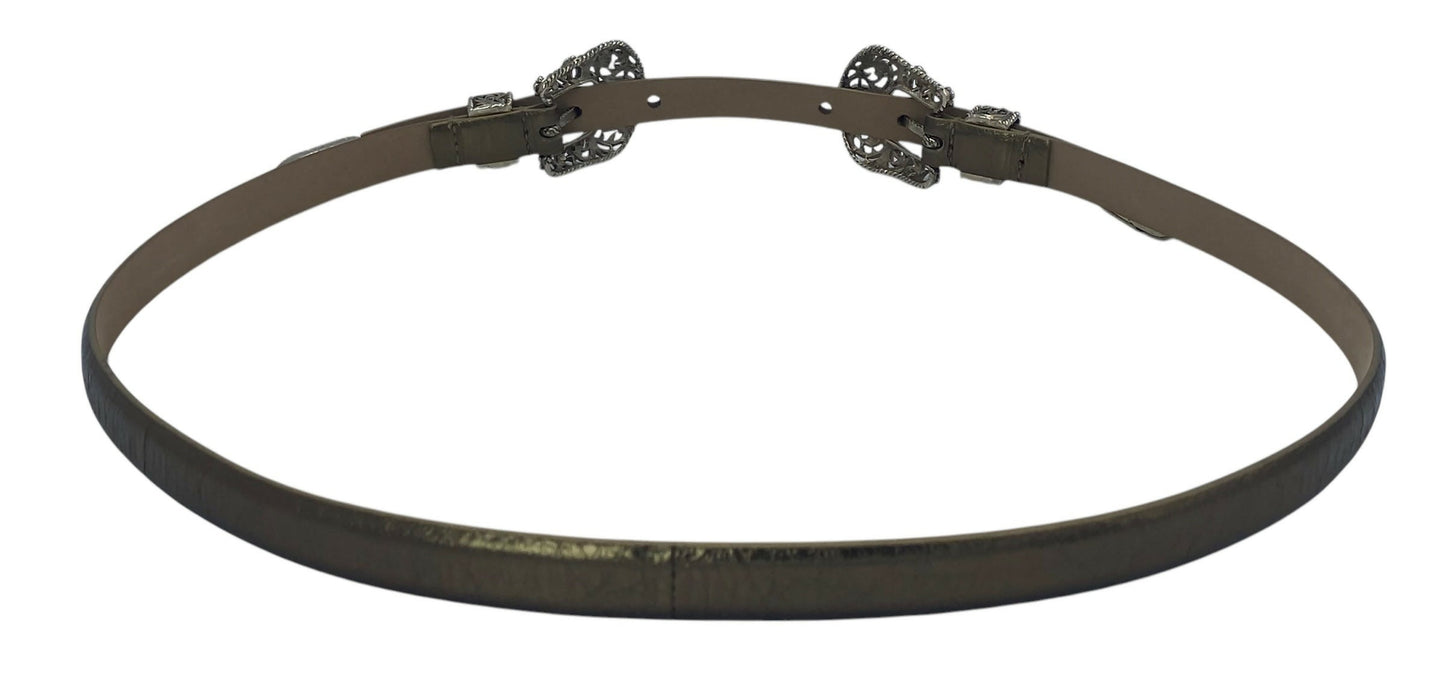 Rare Chanel 14A Paris Dallas metallic gold leather western belt Size 90/36