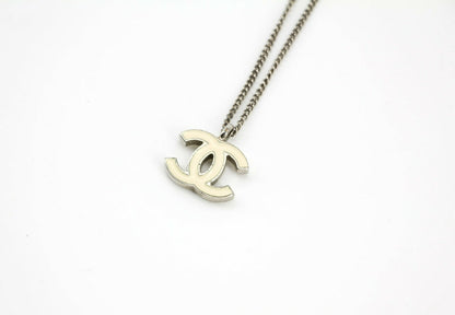 Chanel Vintage 02C Enamel White CC Necklace