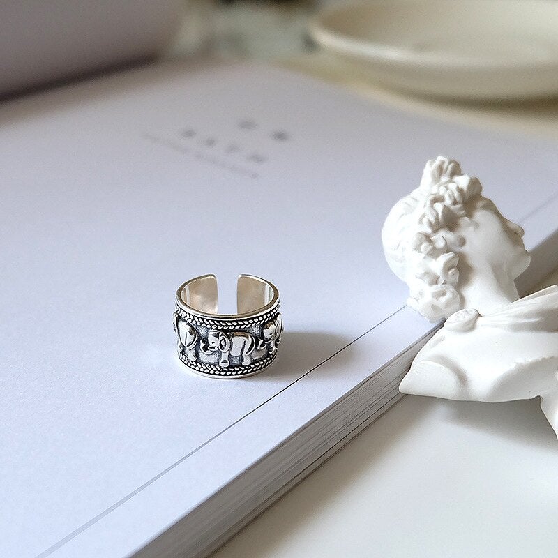 Elephant Sterling Silver Ring
