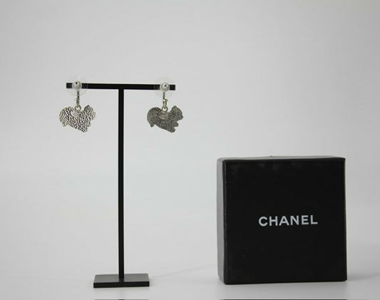 Chanel Vintage 03P & 05A Enamel White Squirrel Earrings