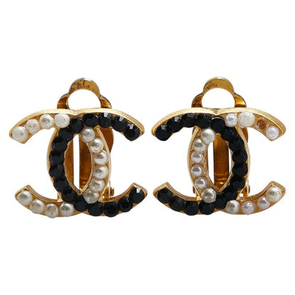 Chanel Gold-Plated Coco Mark Faux Pearl Earrings 03C